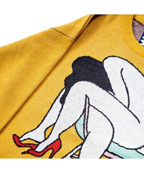 SON OF THE CHEESE(サノバチーズ)の「FUCCI 'LEAVE ME ALONE' KNIT(ニット/セーター・メンズ・マスタード・MEDIUM/LARGE/X-LARGE)」の5枚目の写真