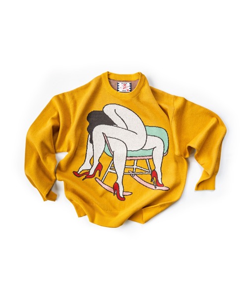 SON OF THE CHEESE(サノバチーズ)の「FUCCI 'LEAVE ME ALONE' KNIT(ニット/セーター・メンズ・マスタード・MEDIUM/LARGE/X-LARGE)」の6枚目の写真