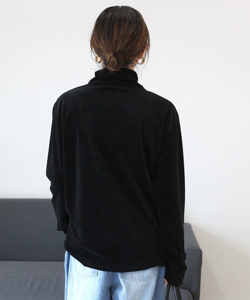 Aletta vita(アレッタビータ)の「シアーベロアタートルプルオーバー(Tシャツ/カットソー・レディース・モカ/ブラック/オフホワイト・M)」の21枚目の写真