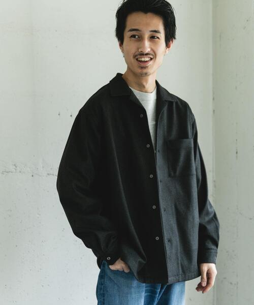 URBAN RESEARCH DOORS(アーバンリサーチドアーズ)の「ジャージメルトンオープンカラーシャツ(シャツ/ブラウス・メンズ・ネイビー/チャコールグレー・MEDIUM/LARGE)」の7枚目の写真