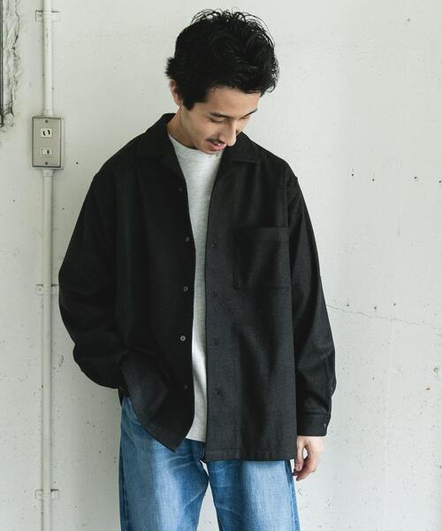 URBAN RESEARCH DOORS(アーバンリサーチドアーズ)の「ジャージメルトンオープンカラーシャツ(シャツ/ブラウス・メンズ・ネイビー/チャコールグレー・MEDIUM/LARGE)」の6枚目の写真