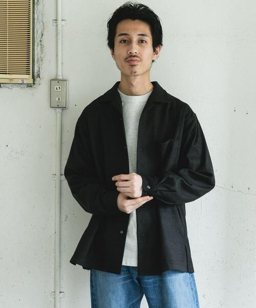 URBAN RESEARCH DOORS(アーバンリサーチドアーズ)の「ジャージメルトンオープンカラーシャツ(シャツ/ブラウス・メンズ・ネイビー/チャコールグレー・MEDIUM/LARGE)」の5枚目の写真