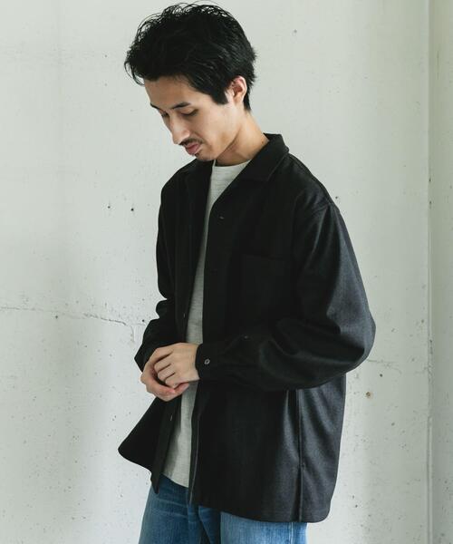 URBAN RESEARCH DOORS(アーバンリサーチドアーズ)の「ジャージメルトンオープンカラーシャツ(シャツ/ブラウス・メンズ・ネイビー/チャコールグレー・MEDIUM/LARGE)」の4枚目の写真
