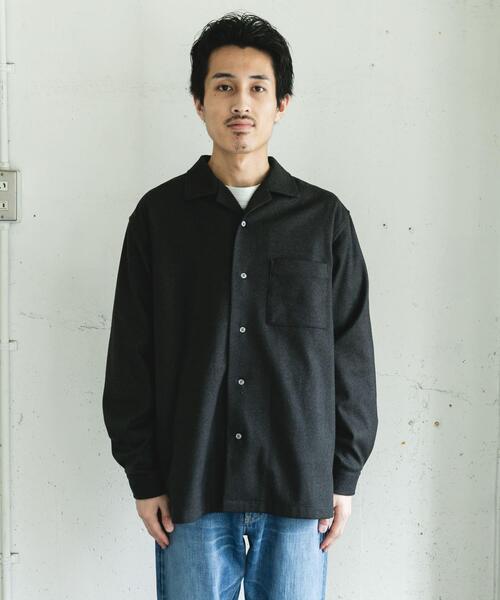 URBAN RESEARCH DOORS(アーバンリサーチドアーズ)の「ジャージメルトンオープンカラーシャツ(シャツ/ブラウス・メンズ・ネイビー/チャコールグレー・MEDIUM/LARGE)」の3枚目の写真