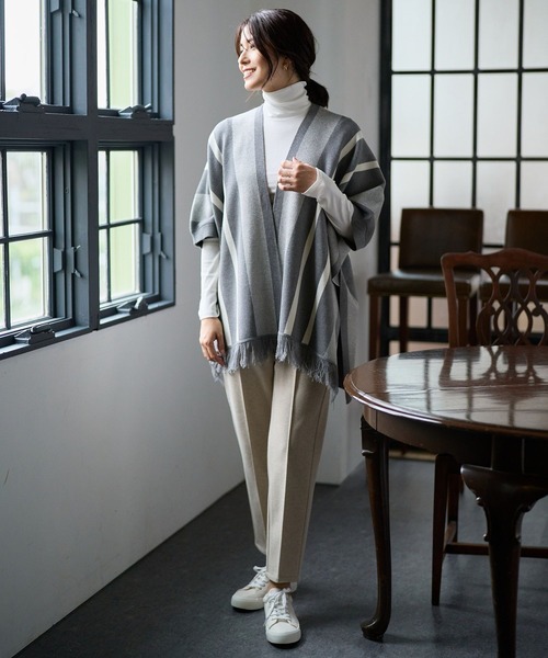 FOUND GOOD（ファウンドグッド）の「ジャガードポンチョ（ポンチョ・レディース・ブラック/グレー系5・FREE）」の7枚目の写真