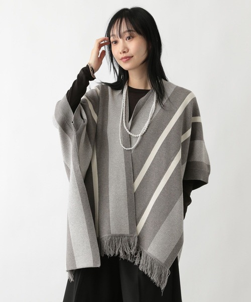 FOUND GOOD（ファウンドグッド）の「ジャガードポンチョ（ポンチョ・レディース・ブラック/グレー系5・FREE）」の14枚目の写真