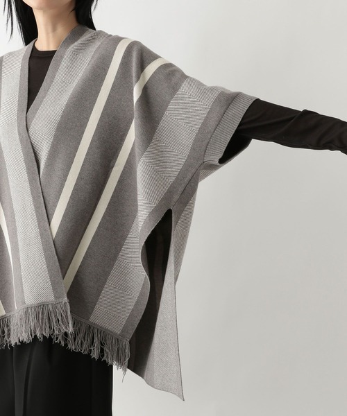 FOUND GOOD（ファウンドグッド）の「ジャガードポンチョ（ポンチョ・レディース・ブラック/グレー系5・FREE）」の20枚目の写真