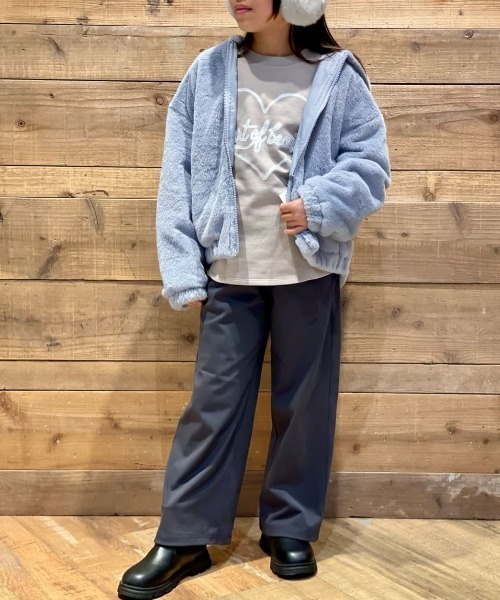 VIVIAN BLUE】フェイクファーブルゾン (フード付き/フェイクファー