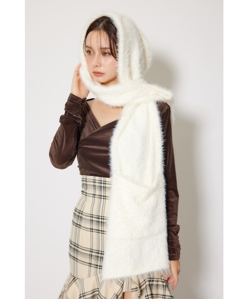 rienda（リエンダ）の「フード付きシャギーストール 秋服 冬服（ストール/ショール・レディース・グレー/ホワイト・FREE）」の18枚目の写真