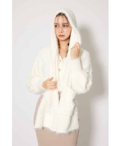 rienda（リエンダ）の「フード付きシャギーストール 秋服 冬服（ストール/ショール・レディース・グレー/ホワイト・FREE）」の14枚目の写真