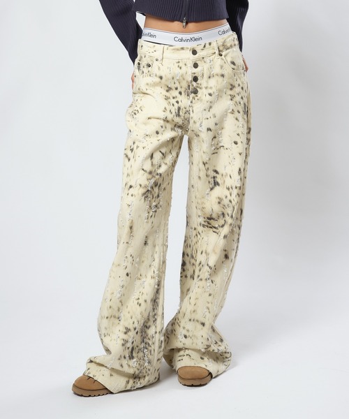 aclent アニマルパターンJ/Wワイドストレートパンツ アニマルパターンJ/Wワイドストレートパンツ（その他パンツ）｜ACLENT
