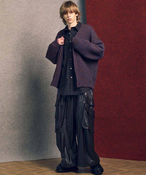 UNISEX》Curve Switching Side Pocket A Light Eco Leather Pants