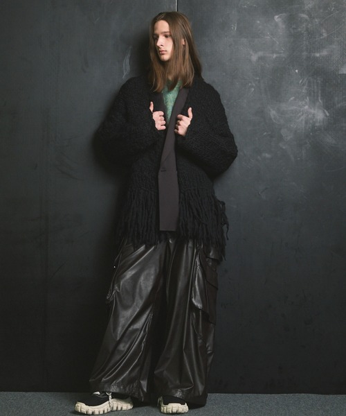 UNISEX》Curve Switching Side Pocket A Light Eco Leather Pants