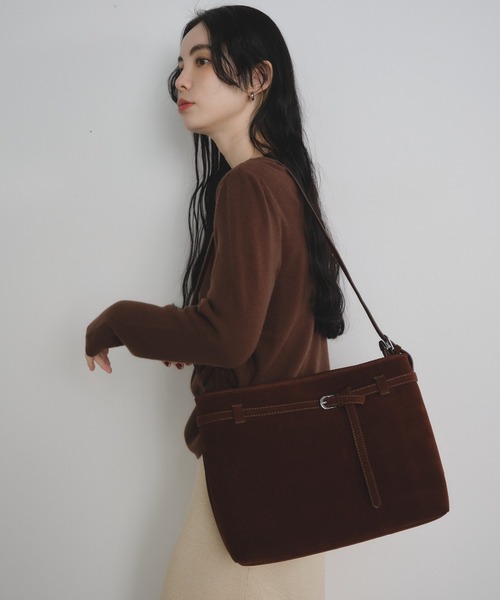 Shelly island（シェリーアイランド）の「スウェードワンショルバッグ（ショルダーバッグ・レディース・ブラウン/ベージュ・FREE）」の7枚目の写真