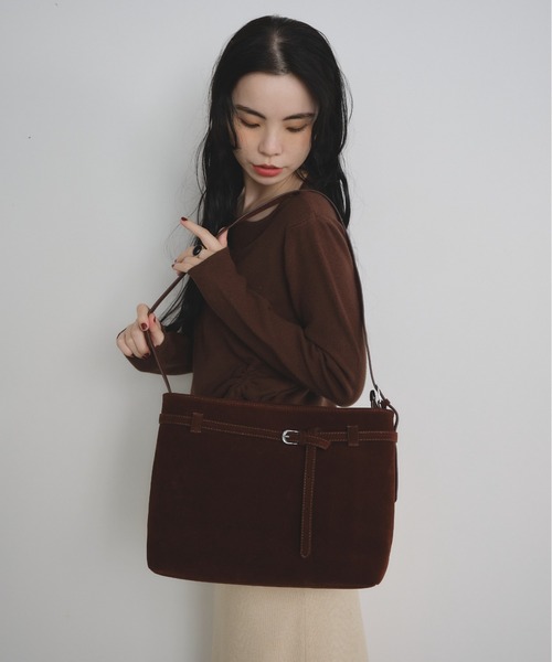 Shelly island（シェリーアイランド）の「スウェードワンショルバッグ（ショルダーバッグ・レディース・ブラウン/ベージュ・FREE）」の8枚目の写真