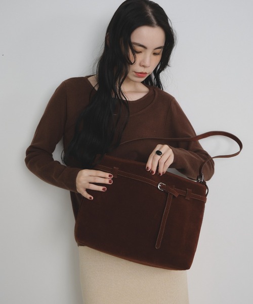 Shelly island（シェリーアイランド）の「スウェードワンショルバッグ（ショルダーバッグ・レディース・ブラウン/ベージュ・FREE）」の9枚目の写真