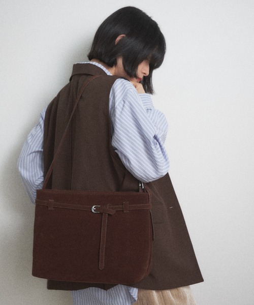 Shelly island（シェリーアイランド）の「スウェードワンショルバッグ（ショルダーバッグ・レディース・ブラウン/ベージュ・FREE）」の5枚目の写真