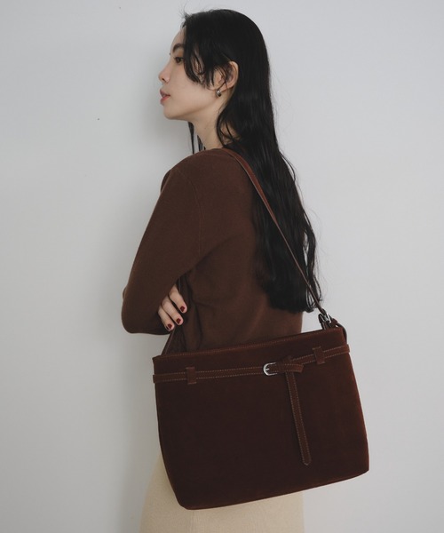 Shelly island（シェリーアイランド）の「スウェードワンショルバッグ（ショルダーバッグ・レディース・ブラウン/ベージュ・FREE）」の10枚目の写真