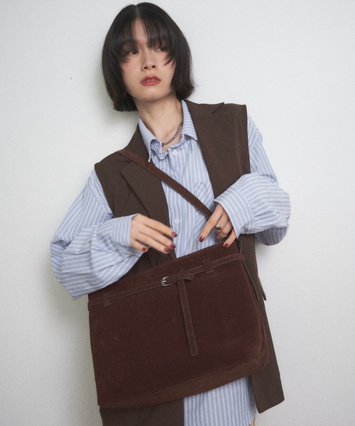 Shelly island（シェリーアイランド）の「スウェードワンショルバッグ（ショルダーバッグ・レディース・ブラウン/ベージュ・FREE）」の6枚目の写真