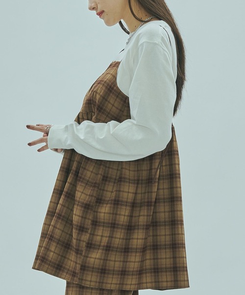 ROSE BUD(ローズバッド)の「CHECK STRAP CAMI(キャミソール・レディース・ブラウン/ブラック・ONE SIZE)」の2枚目の写真