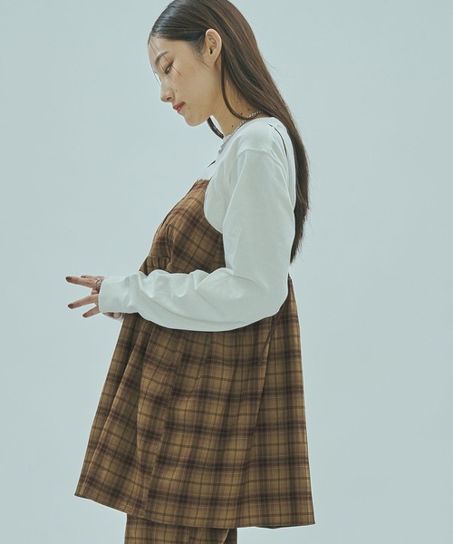 ROSE BUD(ローズバッド)の「CHECK STRAP CAMI(キャミソール・レディース・ブラウン/ブラック・ONE SIZE)」の3枚目の写真