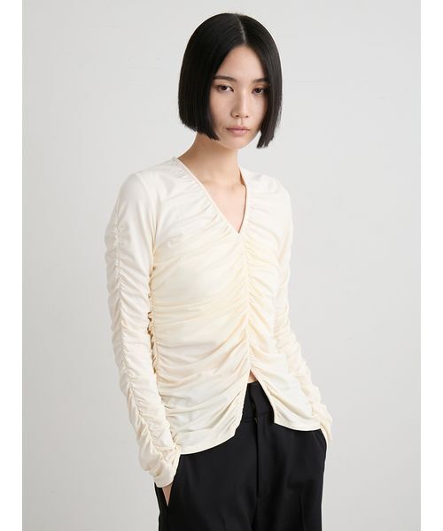 MIESROHE(ミースロエ)の「ギャザーカットトップス(Tシャツ MIESROHE(ミースロエ)の「ギャザーカットトップス(Tシャツ