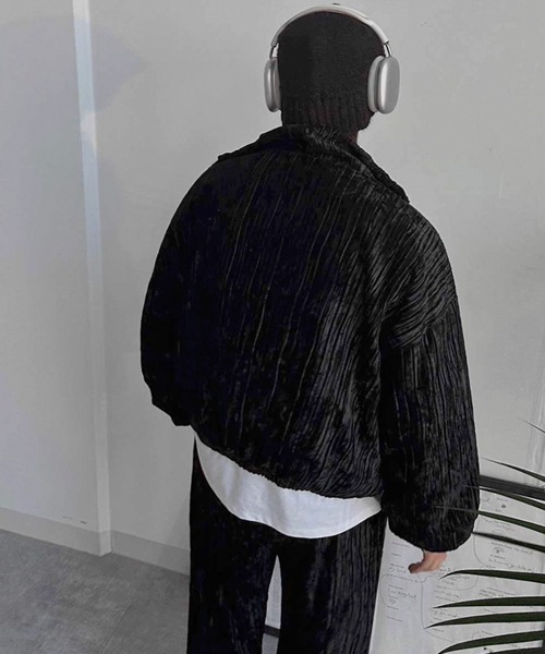 NOWLE（ノウル）の「【NOWLE】ベロア調 トラックジャケット＆パンツ ラグジュアリー セットアップ（ジャージ・メンズ・ブラック・MEDIUM/LARGE/X-LARGE）」の13枚目の写真