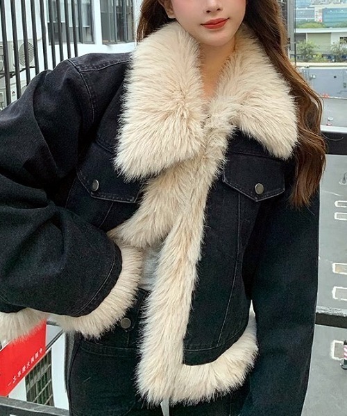 セール】裏中綿キルティングファー付きブルゾン（ブルゾン）｜SHEENA