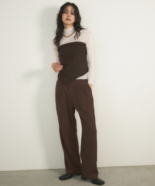 Shelly island（シェリーアイランド）の「トライアングルウール混ニットショール（ストール/ショール・レディース・グレー/ブラック/ホワイト/ブラウン・FREE）」の12枚目の写真