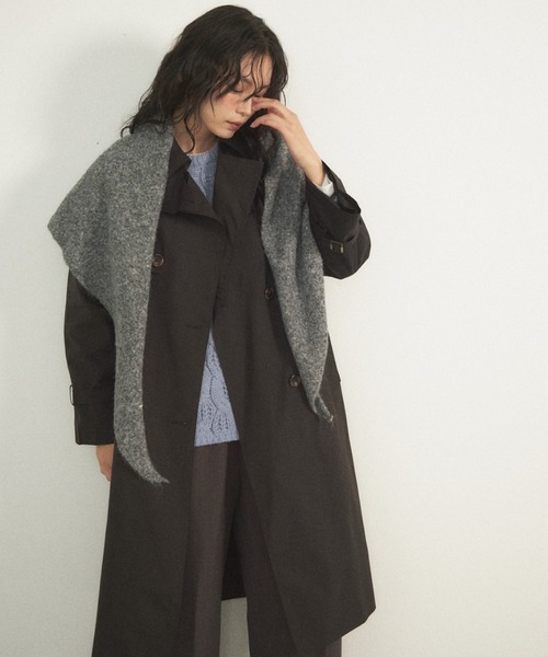 Shelly island（シェリーアイランド）の「トライアングルウール混ニットショール（ストール/ショール・レディース・グレー/ブラック/ホワイト/ブラウン・FREE）」の8枚目の写真