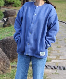 DISCUS ATHLETIC（ディスカス　アスレチック）の「【DISCUS ATHLETIC/ディスカス アスレチック】インレイ裏毛シャギーボンディング配色ノーカラージャケット（カーディガン/ボレロ）」