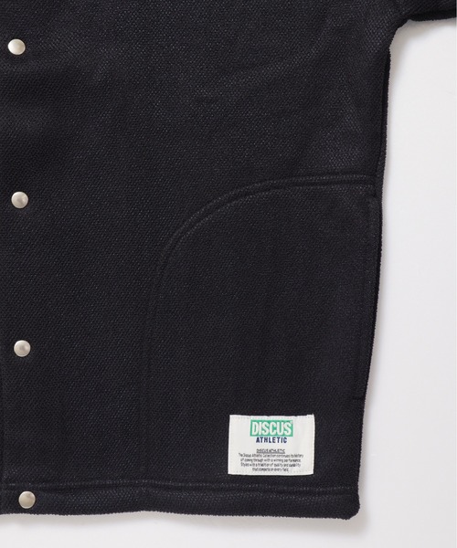 DISCUS ATHLETIC（ディスカス　アスレチック）の「【DISCUS ATHLETIC/ディスカス アスレチック】インレイ裏毛シャギーボンディング配色ノーカラージャケット（カーディガン/ボレロ・レディース・ブラック/グレー/ブルー・MEDIUM/LARGE）」の19枚目の写真