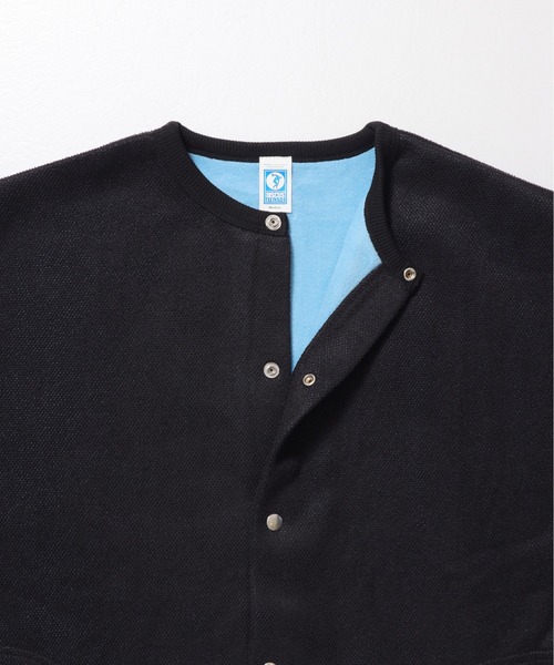 DISCUS ATHLETIC（ディスカス　アスレチック）の「【DISCUS ATHLETIC/ディスカス アスレチック】インレイ裏毛シャギーボンディング配色ノーカラージャケット（カーディガン/ボレロ・レディース・ブラック/グレー/ブルー・MEDIUM/LARGE）」の13枚目の写真
