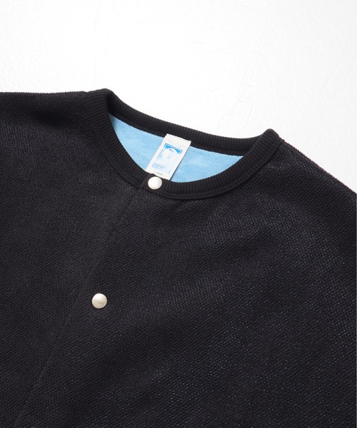 DISCUS ATHLETIC（ディスカス　アスレチック）の「【DISCUS ATHLETIC/ディスカス アスレチック】インレイ裏毛シャギーボンディング配色ノーカラージャケット（カーディガン/ボレロ・レディース・ブラック/グレー/ブルー・MEDIUM/LARGE）」の14枚目の写真