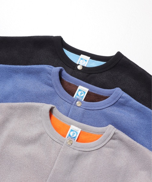 DISCUS ATHLETIC（ディスカス　アスレチック）の「【DISCUS ATHLETIC/ディスカス アスレチック】インレイ裏毛シャギーボンディング配色ノーカラージャケット（カーディガン/ボレロ・レディース・ブラック/グレー/ブルー・MEDIUM/LARGE）」の11枚目の写真