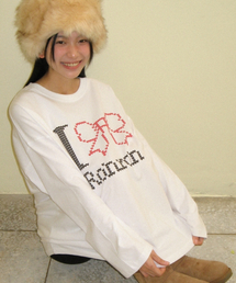 I RIBBON OVER FIT LONG SLEEVE T SHIRT WHITE