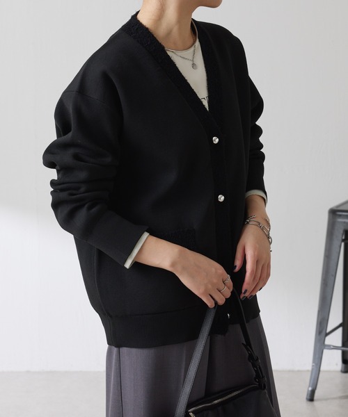 COLLAGE GALLARDAGALANTE（コラージュガリャルダガランテ）の「ハーフミラノニットカーディガン/WEB限定カラー展開（カーディガン/ボレロ・レディース・オフホワイト/オレンジ/ブラック/ダークブラウン・FREE）」の17枚目の写真