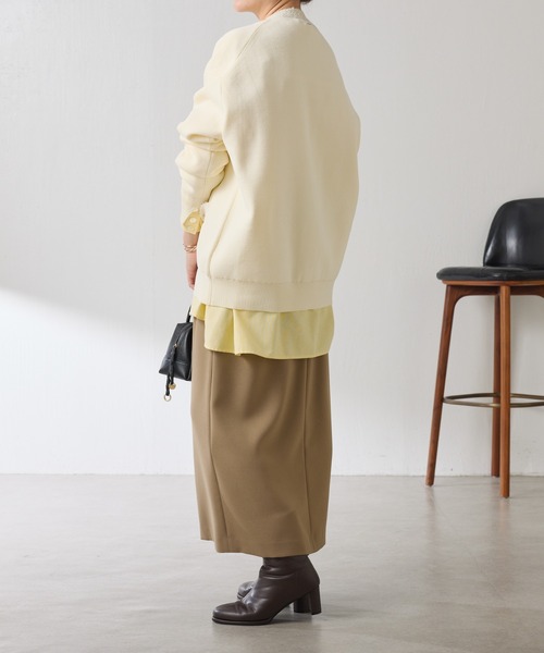 COLLAGE GALLARDAGALANTE（コラージュガリャルダガランテ）の「ハーフミラノニットカーディガン/WEB限定カラー展開（カーディガン/ボレロ・レディース・オフホワイト/オレンジ/ブラック/ダークブラウン・FREE）」の10枚目の写真