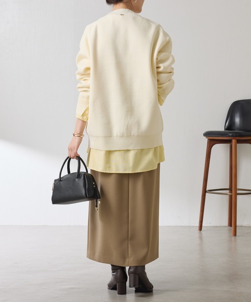 COLLAGE GALLARDAGALANTE（コラージュガリャルダガランテ）の「ハーフミラノニットカーディガン/WEB限定カラー展開（カーディガン/ボレロ・レディース・オフホワイト/オレンジ/ブラック/ダークブラウン・FREE）」の11枚目の写真