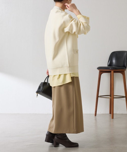 COLLAGE GALLARDAGALANTE（コラージュガリャルダガランテ）の「ハーフミラノニットカーディガン/WEB限定カラー展開（カーディガン/ボレロ・レディース・オフホワイト/オレンジ/ブラック/ダークブラウン・FREE）」の12枚目の写真