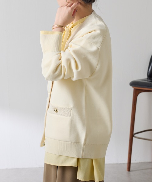 COLLAGE GALLARDAGALANTE（コラージュガリャルダガランテ）の「ハーフミラノニットカーディガン/WEB限定カラー展開（カーディガン/ボレロ・レディース・オフホワイト/オレンジ/ブラック/ダークブラウン・FREE）」の7枚目の写真