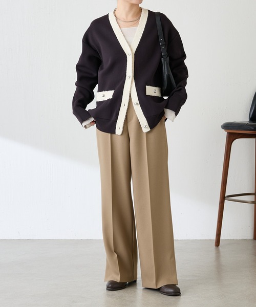 COLLAGE GALLARDAGALANTE（コラージュガリャルダガランテ）の「ハーフミラノニットカーディガン/WEB限定カラー展開（カーディガン/ボレロ・レディース・オフホワイト/オレンジ/ブラック/ダークブラウン・FREE）」の21枚目の写真