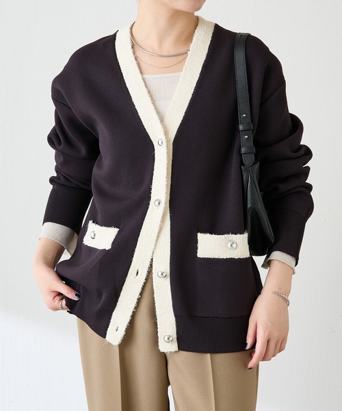 COLLAGE GALLARDAGALANTE（コラージュガリャルダガランテ）の「ハーフミラノニットカーディガン/WEB限定カラー展開（カーディガン/ボレロ・レディース・オフホワイト/オレンジ/ブラック/ダークブラウン・FREE）」の22枚目の写真