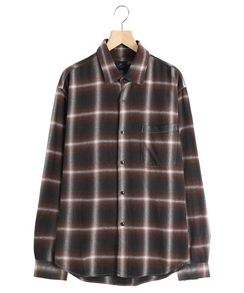 REMI RELIEF NAVY LABEL（レミレリーフネイビーレーベル）の「REMI RELIEF NAVY LABEL / レミレリーフ ネイビーレーベル：オンブレネルチェックシャツ：RN29373074AK[STD]（シャツ/ブラウス・メンズ・ネイビー/ブラック/ブラウン・M/L）」の3枚目の写真