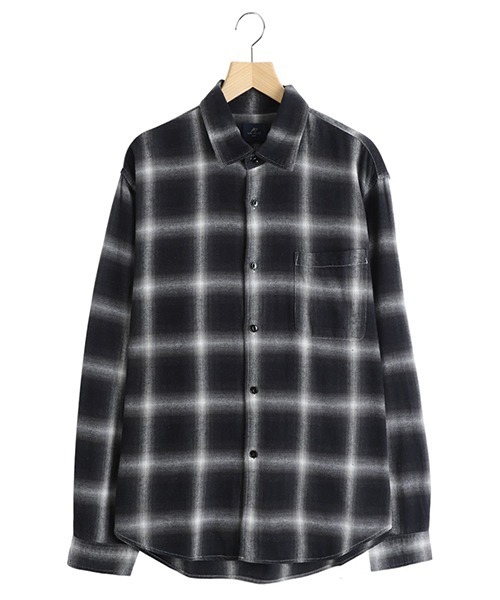 REMI RELIEF NAVY LABEL（レミレリーフネイビーレーベル）の「REMI RELIEF NAVY LABEL / レミレリーフ ネイビーレーベル：オンブレネルチェックシャツ：RN29373074AK[STD]（シャツ/ブラウス・メンズ・ネイビー/ブラック/ブラウン・M/L）」の2枚目の写真