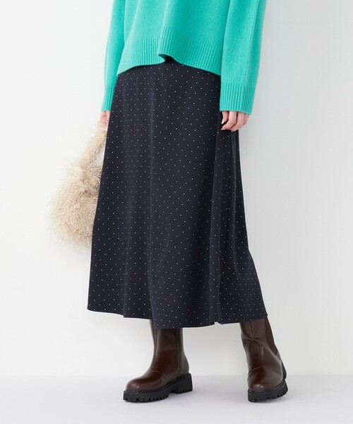 SHIPS Colors:〈手洗い可能〉グリッタードット フレアスカート