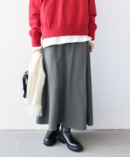 SHIPS Colors:〈手洗い可能〉グリッタードット フレアスカート