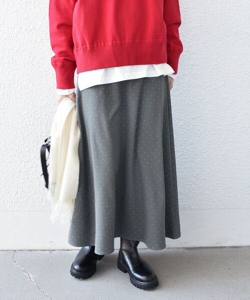 【新品未使用・タグ付き】手洗可 ジャスグリッティー フレアドットシフォンスカート ジャスグリッティー JUSGLITTY ドットサテンマチフレアスカート （黒