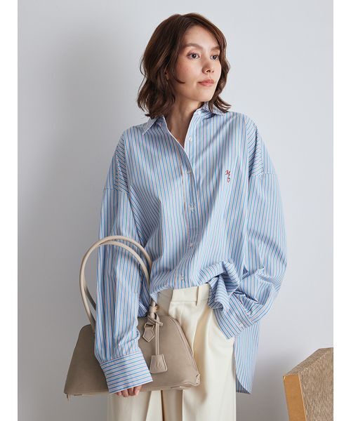 Mila Owen(ミラオーウェン)の「2WAYカシュクールーオーバーサイズシャツ(シャツ/ブラウス・レディース・ホワイト/ミント/ブルー/ピンク/ネイビー・1/0)」の22枚目の写真