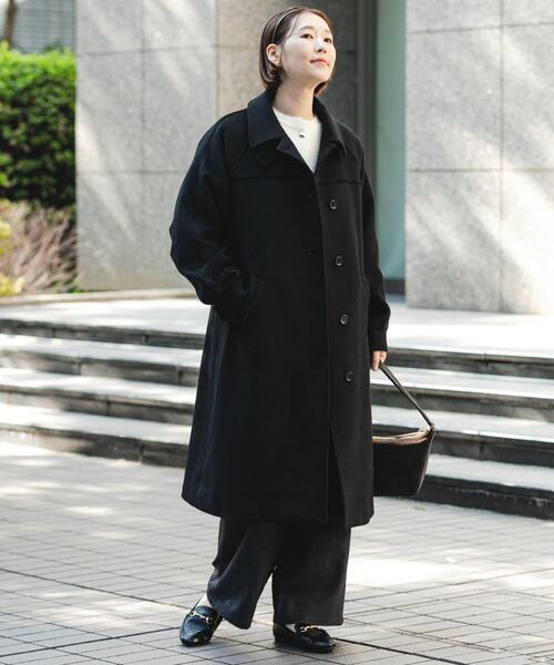 F by ROSSO(エフバイロッソ)の「F by ROSSO 『UR TECH』ビーバーステンカラーロングコート(ステンカラーコート・レディース・ブラック/ブラウン・FREE)」の9枚目の写真